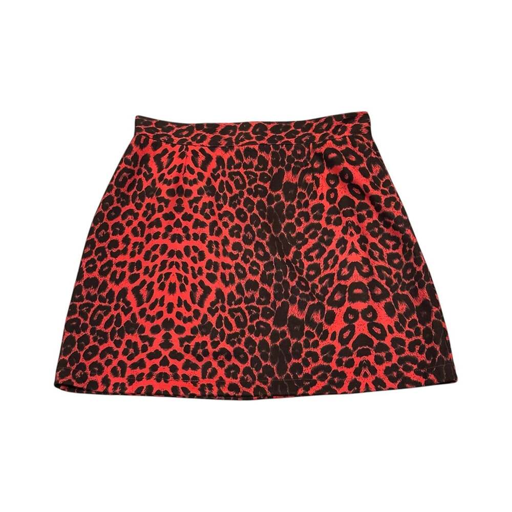 Bershka Red Animal Print Mini Skirt Size Small